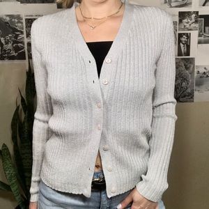 Express Gray Ribbed Cardigan
